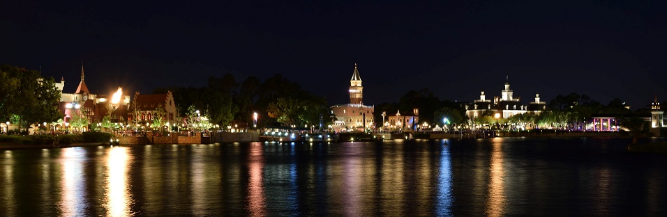 Epoct view over the lake at night.