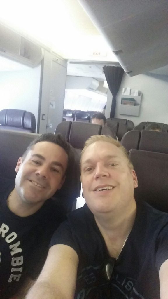 Us in Premium Economy on Virgin Atlantic