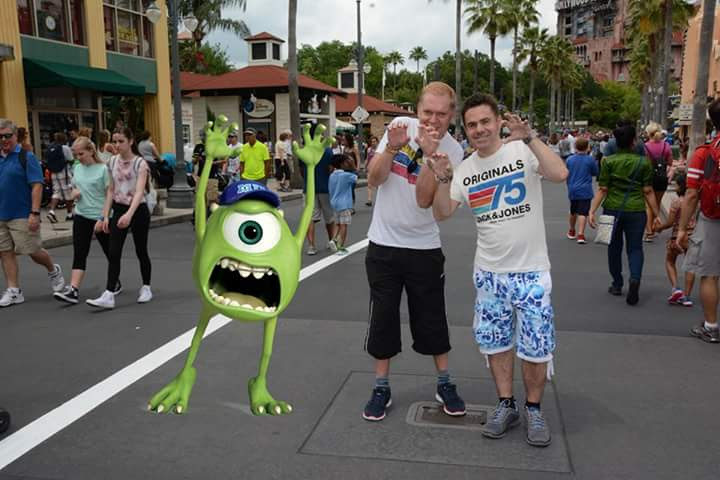 My husband and I with Mike from Monsters Inc. in Hollywood Studios