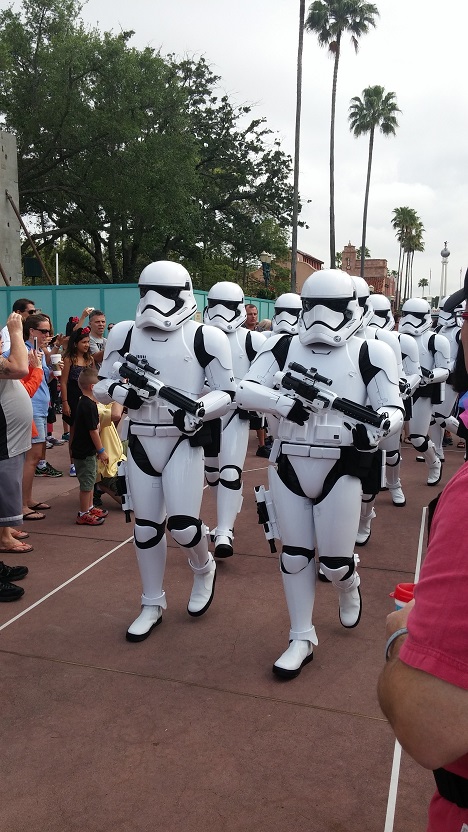 Stormtroopers marching in Hollywood Studios