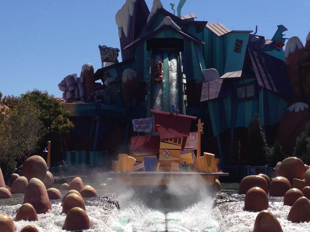 Logs going down a water slide