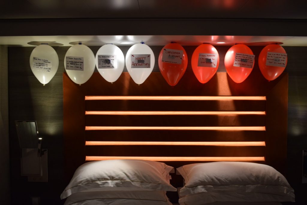 The MSC Butler decorated our cabin in the Yacht Club