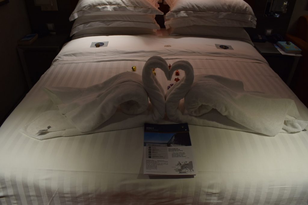 The MSC Butler decorated our cabin in the Yacht Club