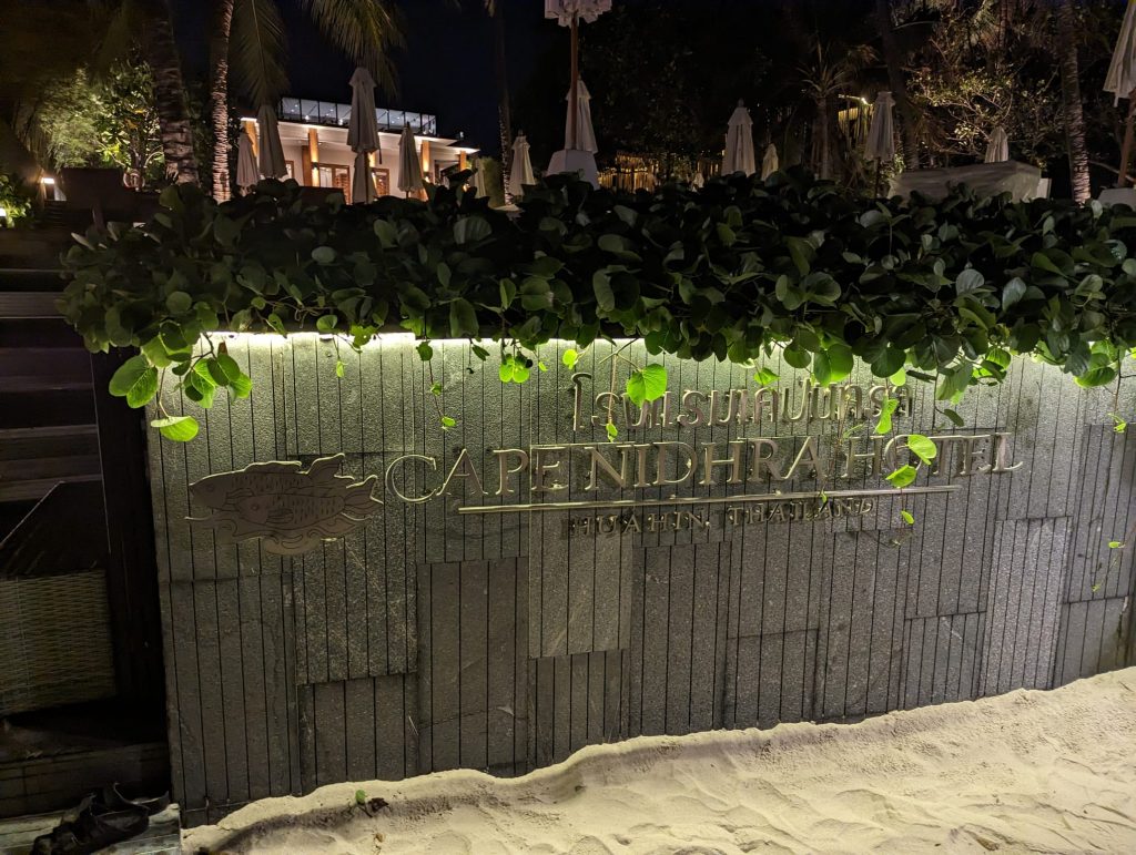 Cape Nidhra Hotel sign