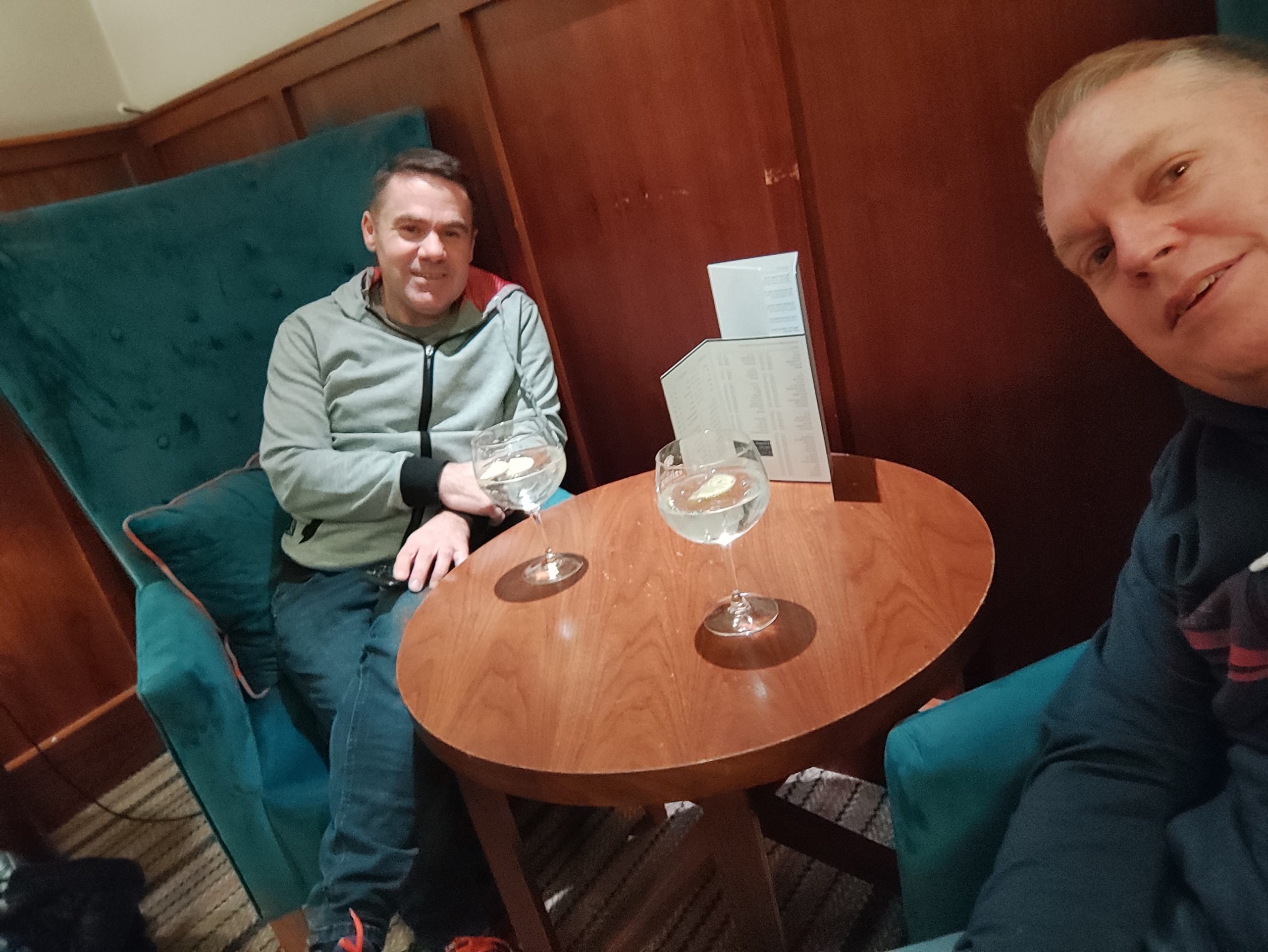 Chris and I in the bar at the Doubletree by Hilton Stratford-upon-Avon