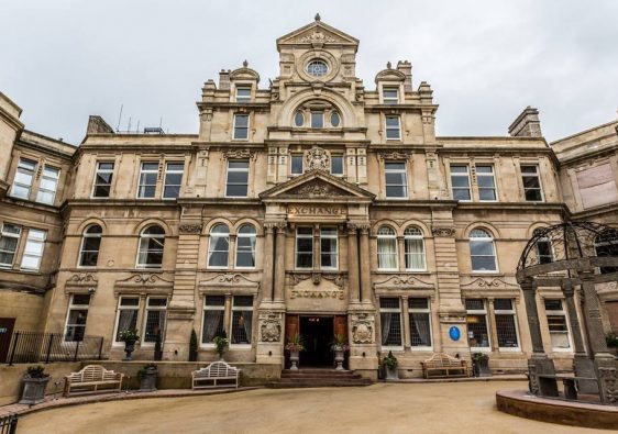 Outside the Coal Exchange Hotel
