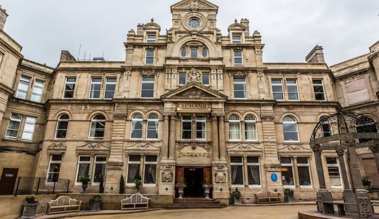 Outside the Coal Exchange Hotel