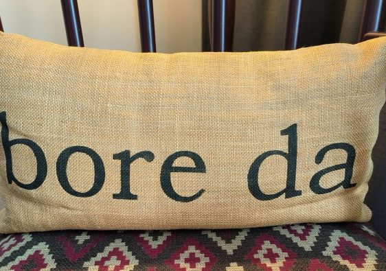 Bore da written on a cushion