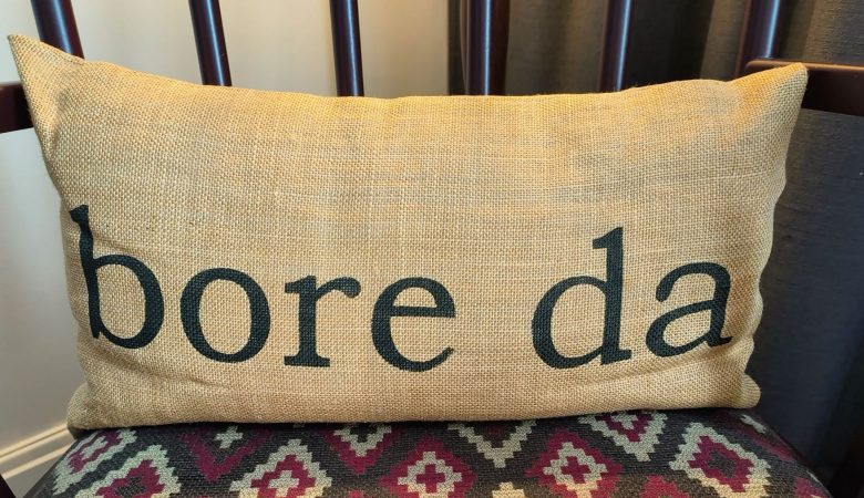 Bore da written on a cushion