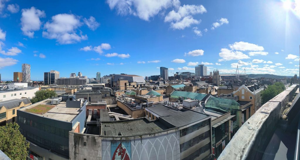 View of Cardiff from hotel bar