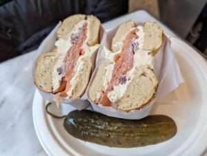 Bagel at Liberty Bagel - a great place to eat out in New York for lunch