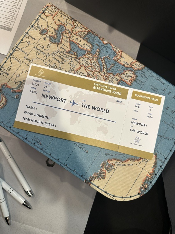Golden Boarding Pass at the Around the World in One Night event